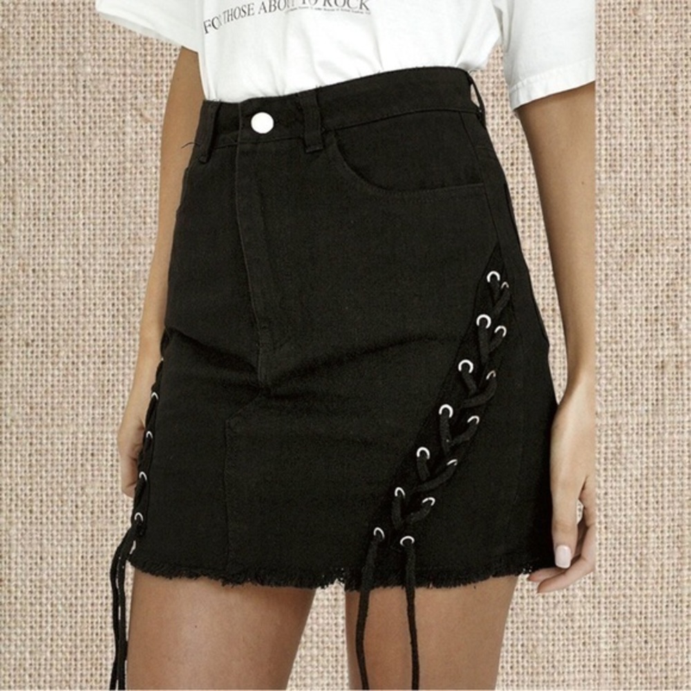 Black down on miniskirt